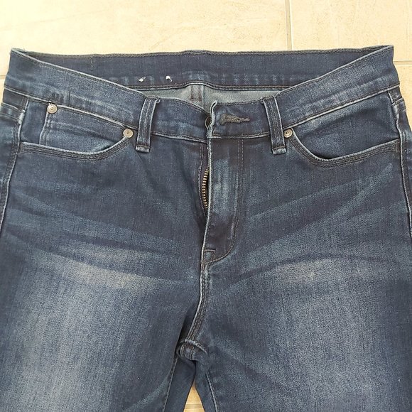 Jeans Calvin Klein Women 6 Size 28 Distressed Stretch Dark Blue Boot Cut 30 Leg - Picture 13 of 13